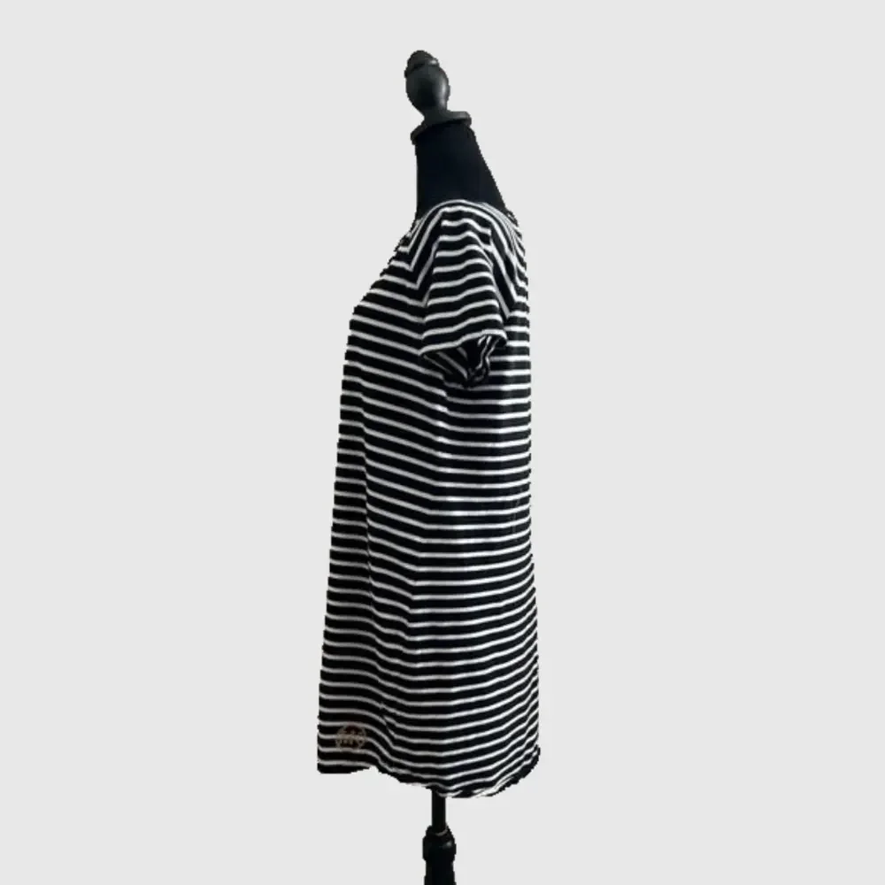 Michael Kors Crew Neck Short Sleeve Stripe Tunic Dress Black White M
